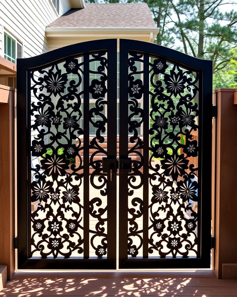 laser cut panel deck gate - 25 Deck Gate Ideas