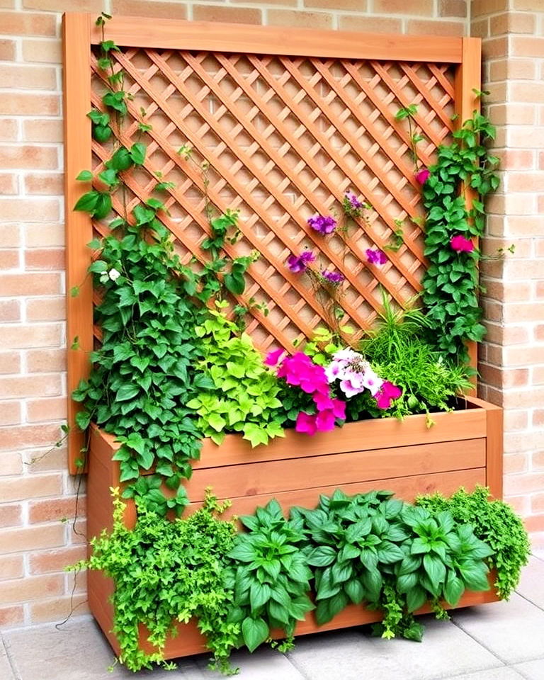 lattice backed planter boxes - 25 Planter Box Ideas