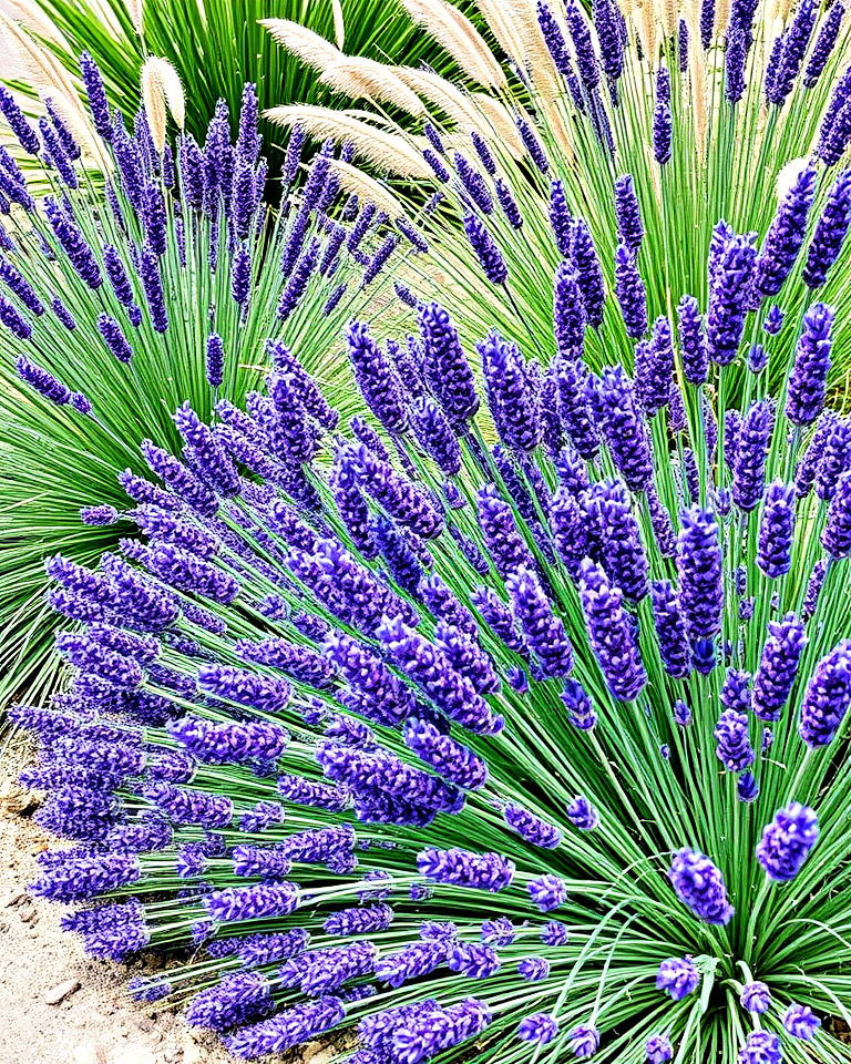 lavender and ornamental grass beds - 25 Lavender Landscaping Ideas