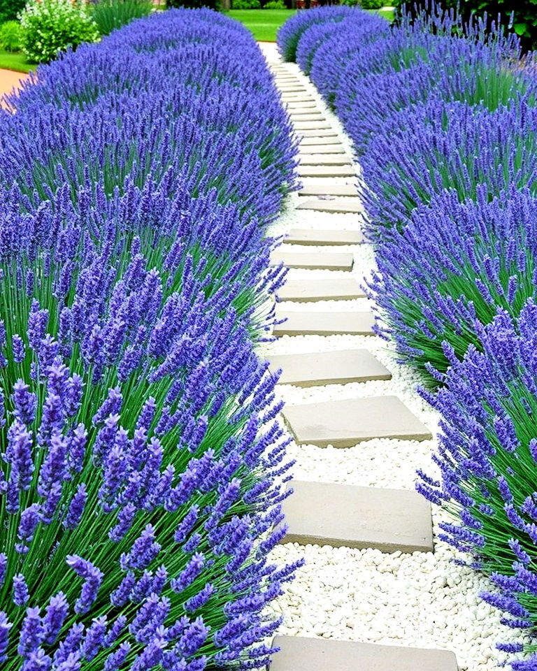 lavender border pathway - 25 Lavender Landscaping Ideas