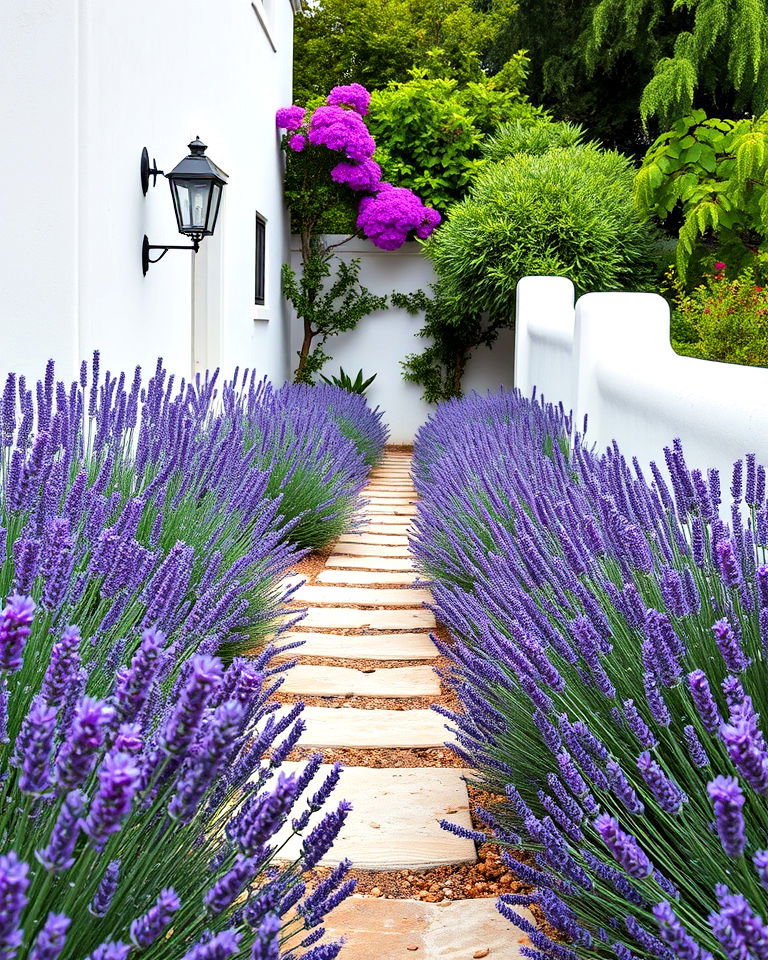 lavender borders for color and fragrance - 25 Greek Garden Ideas