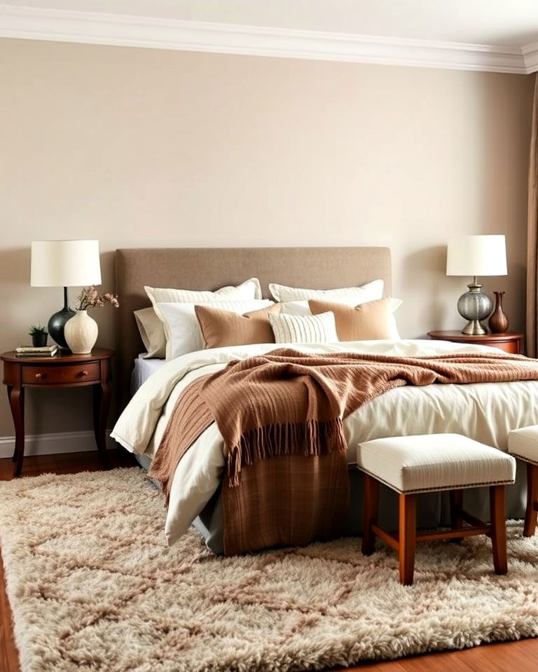 layer textiles khaki bedroom - 15 Khaki Bedroom Ideas-captions
