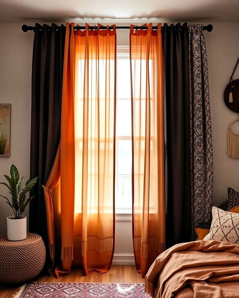layered curtains for boho teen bedroom - 25 Boho Teen Bedroom Ideas