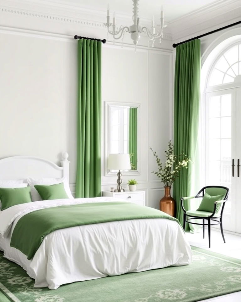layered green and white palette bedroom - 15 Jade Green Bedroom Ideas