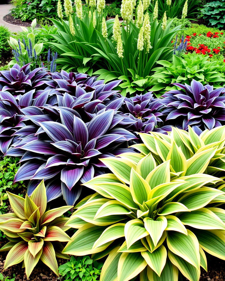 layered hostas for depth - 20 Hosta Garden Design Ideas