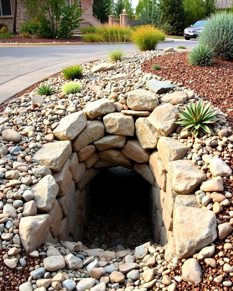 layered rock garden driveway culvert - 15 Driveway Culvert Ideas