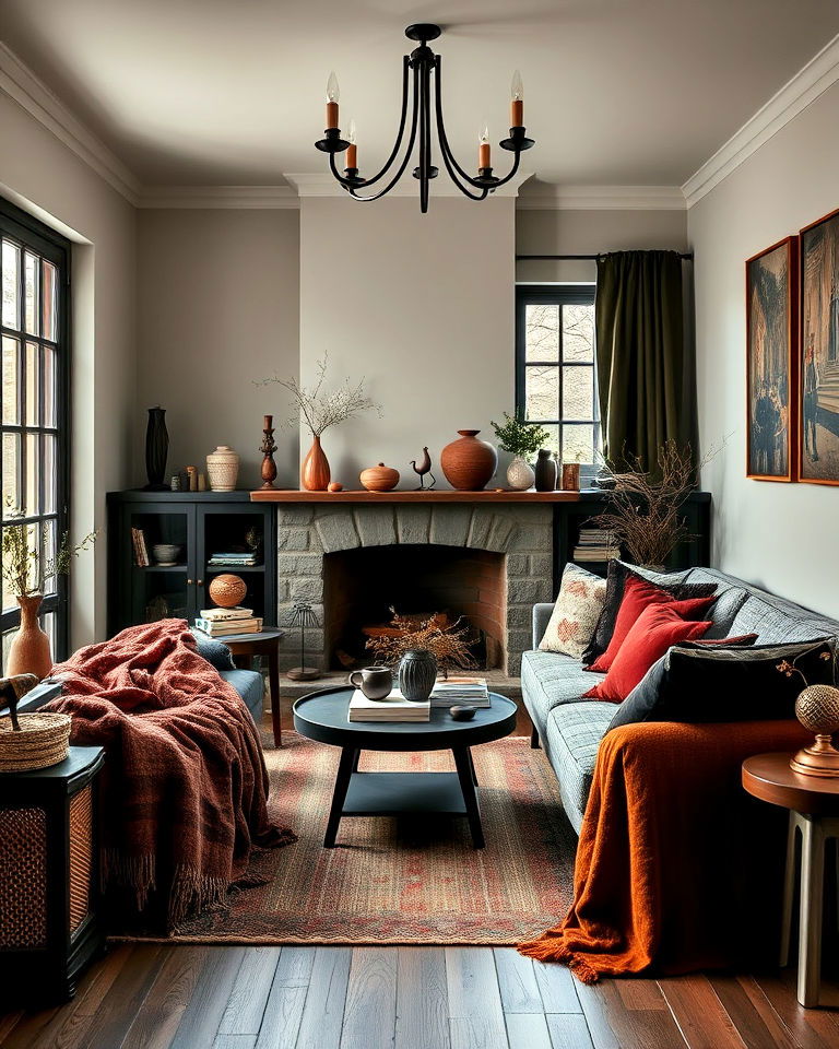 layered textiles dark academia house - 25 Dark Academia House Ideas