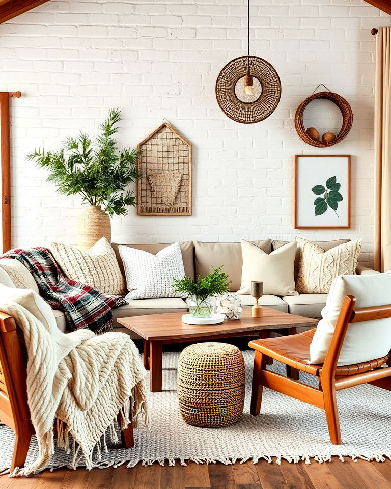 layered textiles rustic scandinavian living room - 20 Rustic Scandinavian Living Room Ideas