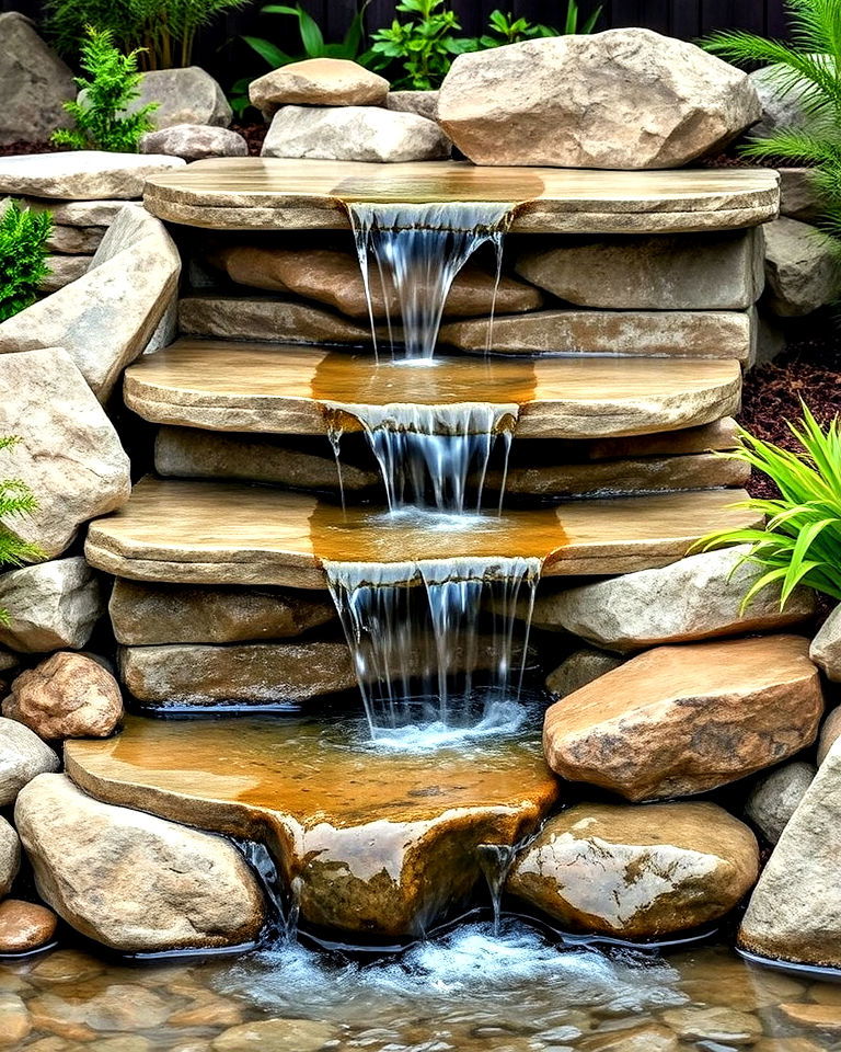 layered tranquility with flagstone rocks - 15 Waterfall With Rocks