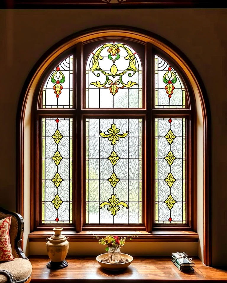 leaded glass windows for tudor style house - 25 Tudor Style House Interior Ideas