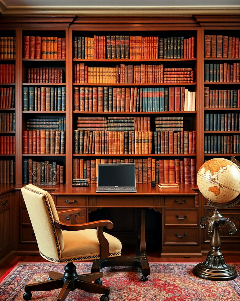 leather bound library traditional home office - 25 Traditional Home Office Ideas