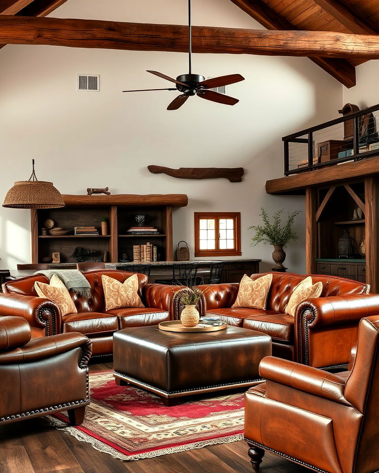 leather furniture western interior design - 25 Western Interior Design Ideas