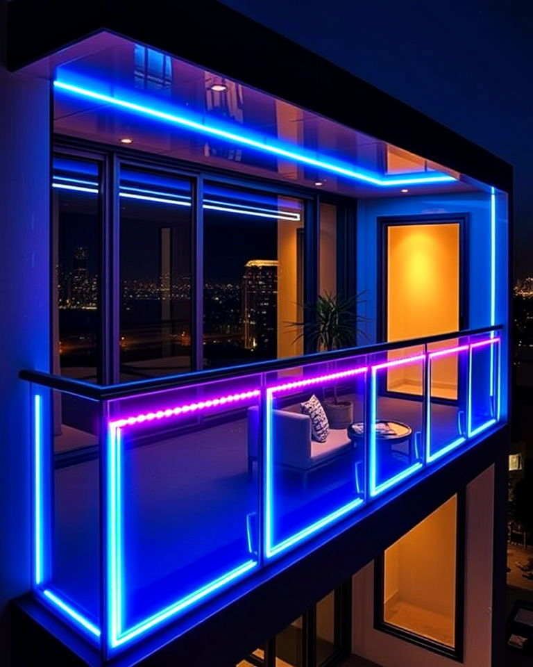 led lighting integrated into glass balcony panels - 20 Glass Balcony Design Ideas