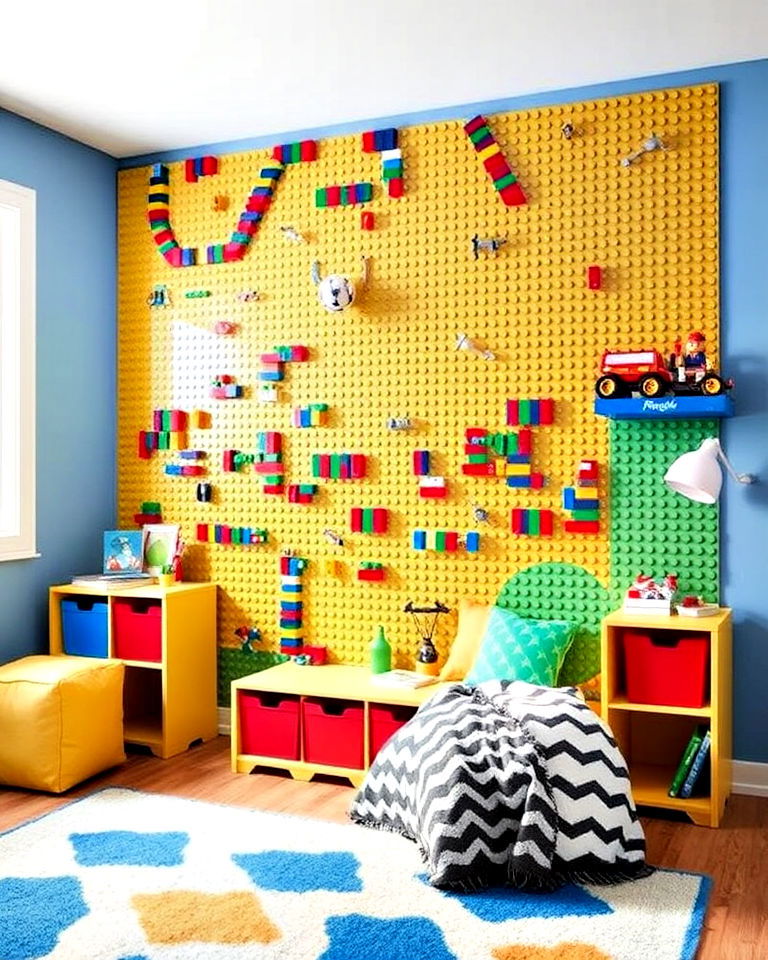 lego accent wall turns any childs room - 25 Kids Room Accent Wall
