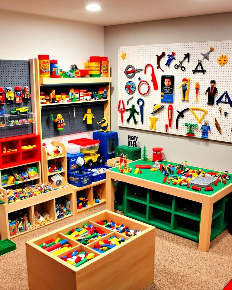lego and building zone playroom - 20 Basement Playroom Ideas