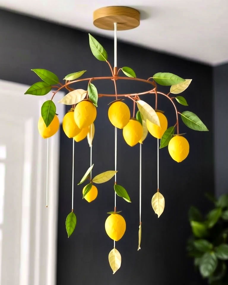 lemon and leaf ceiling mobile - 15 Lemon Bedroom Ideas