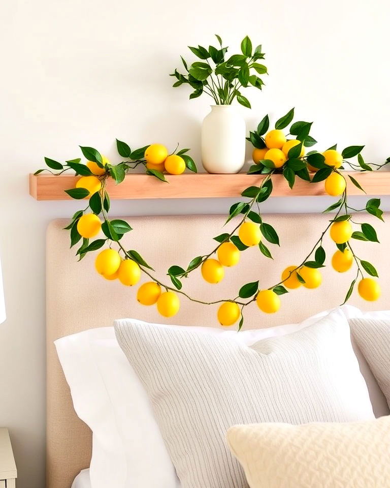 lemon garland for a natural touch - 15 Lemon Bedroom Ideas