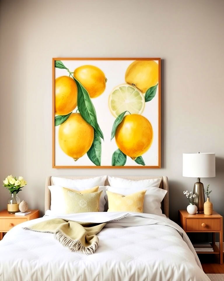 lemon inspired artwork - 15 Lemon Bedroom Ideas