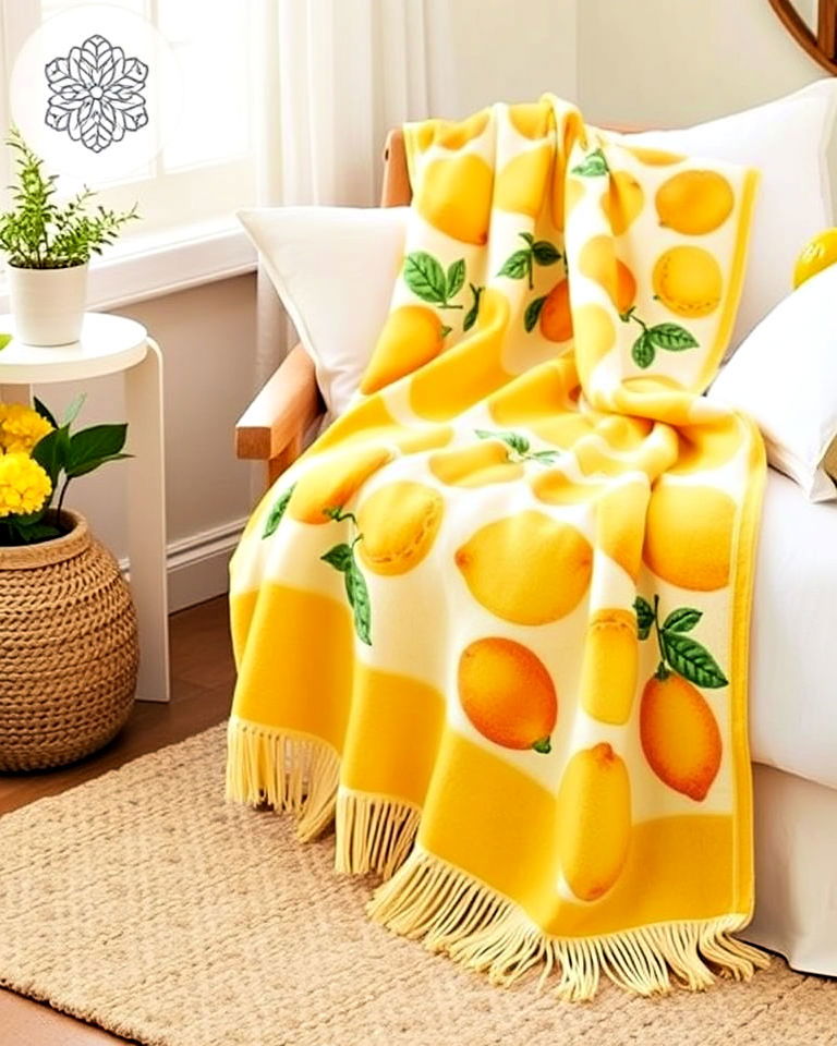 lemon inspired throw blanket - 15 Lemon Bedroom Ideas