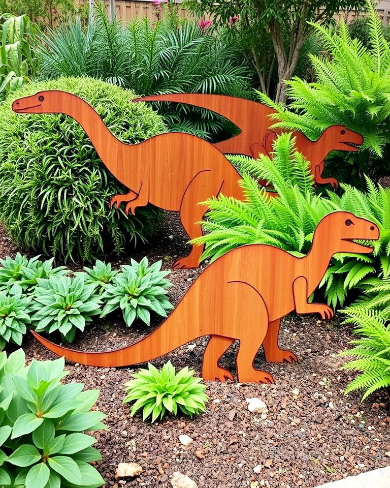 life size dinosaur cutouts from wood - 15 Dinosaur Garden Ideas