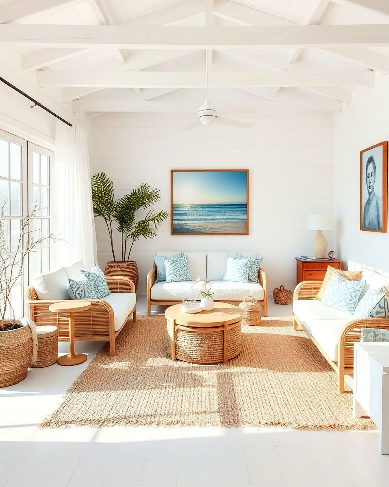 light and airy color palette beach house interior - 30 Beach House Interior Design Ideas