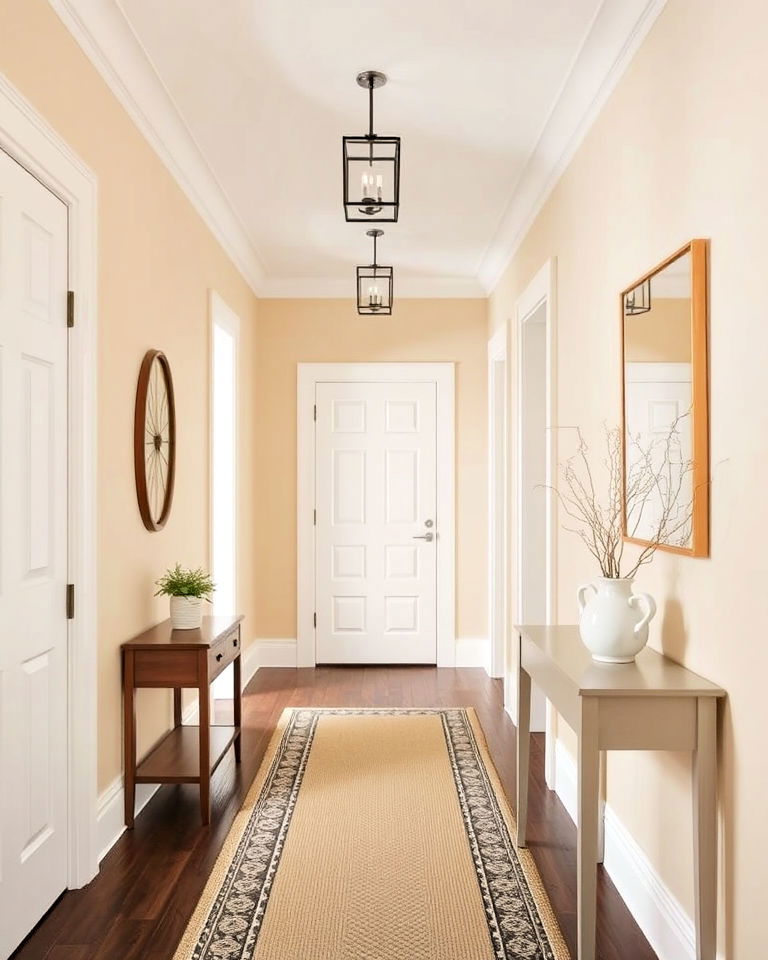 light beige hallway for neutral versatility - 25 Hallway Paint Colors