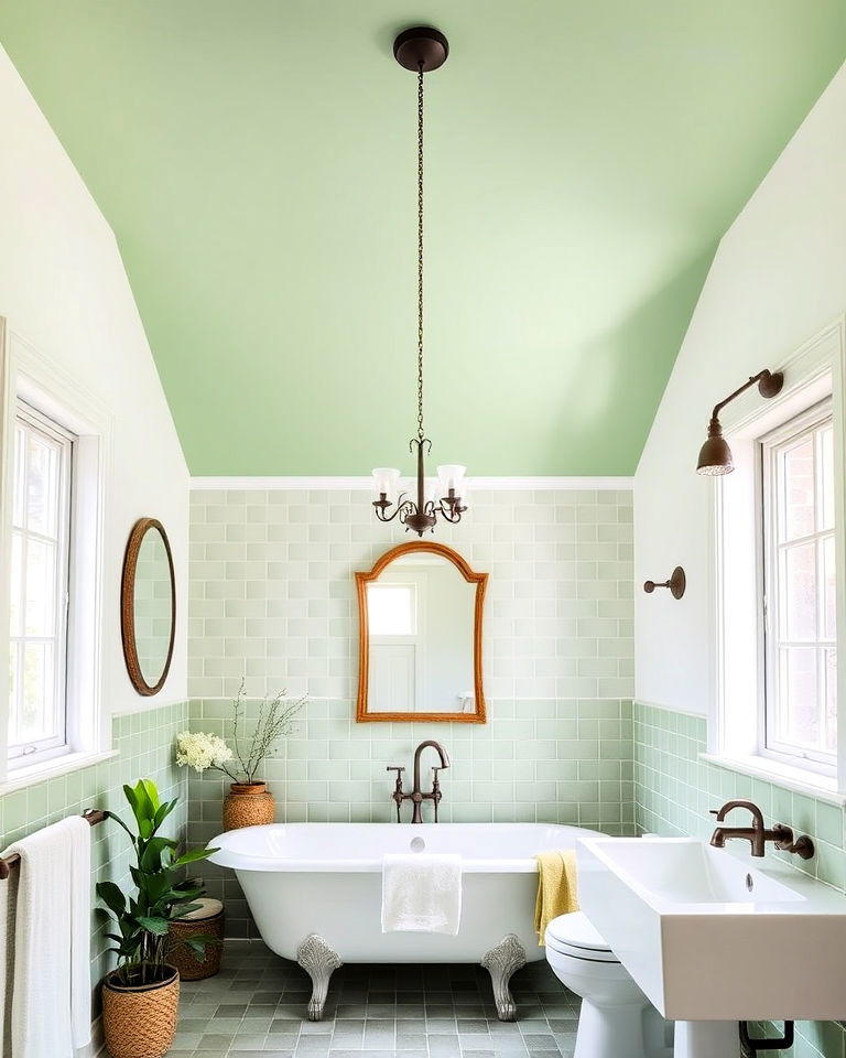 light green ceiling for bathroom - 15 Light Green Bathroom Ideas
