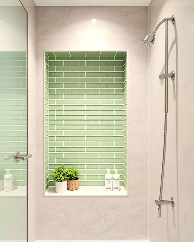 light green shower niche - 15 Light Green Bathroom Ideas