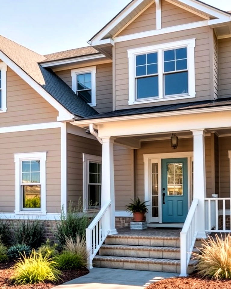 light taupe clay siding for a coastal retreat - 15 Home Designs Using Natural Clay Siding Colors