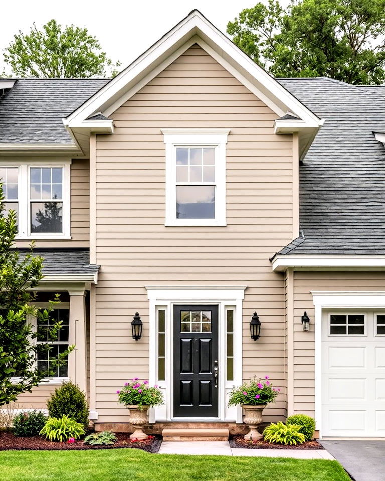 light taupe siding for refined and polished look - 30 House Siding Colors
