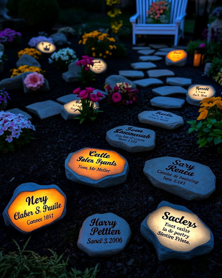 light up garden memorial stones - 30 Memorial Garden Ideas