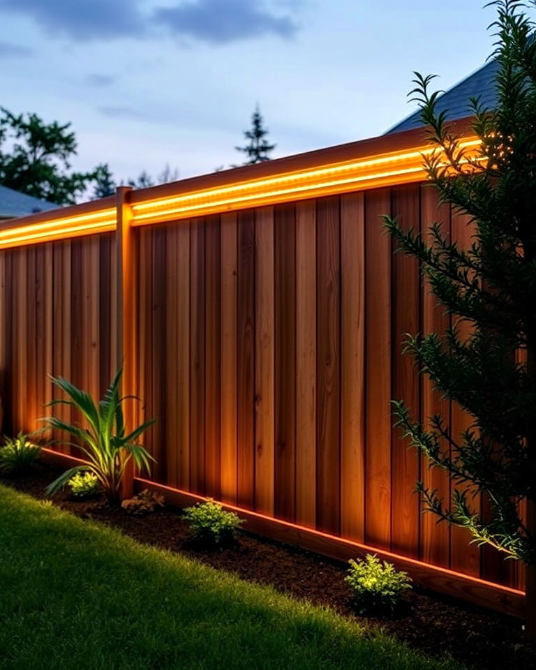 lighting for nighttime ambiance - 20 Board on Board Fence Ideas