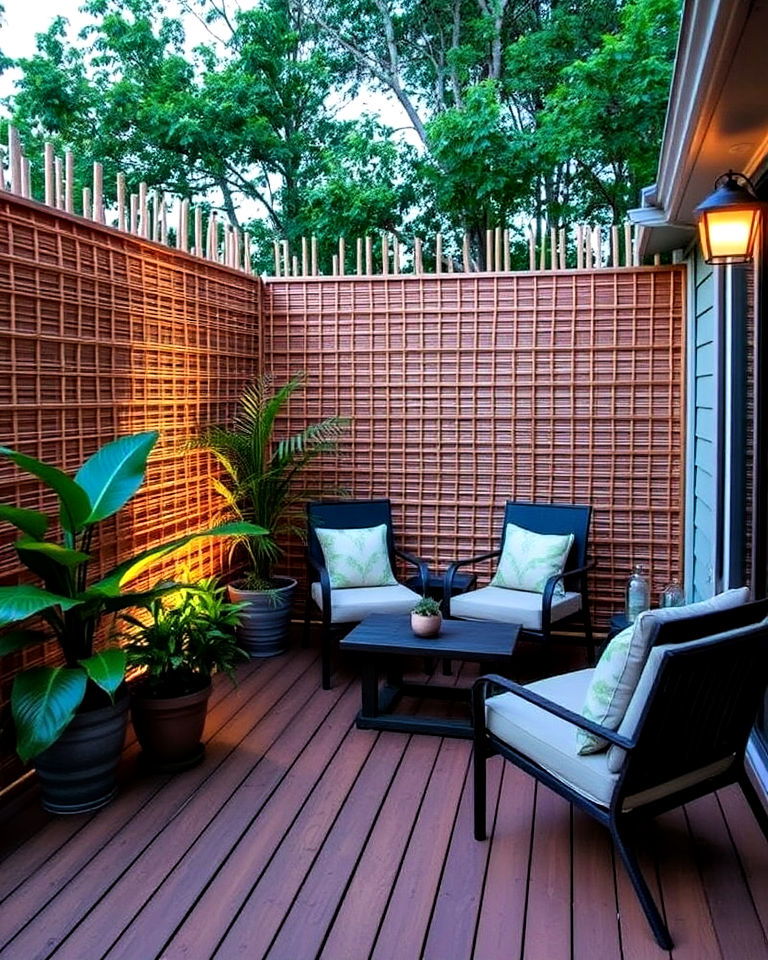 lightweight bamboo privacy screen - 15 Deck With Privacy Wall