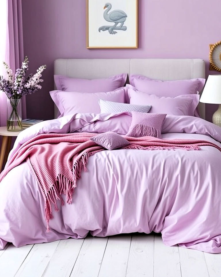 lilac bedding sets introduce a gentle pop of color - 15 Purple Interior Design Ideas