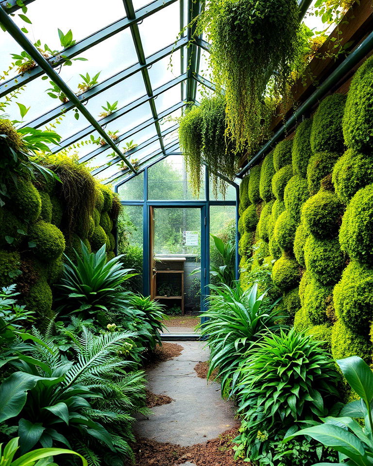 living moss walls for air purification - 15 School Bus Greenhouse Ideas