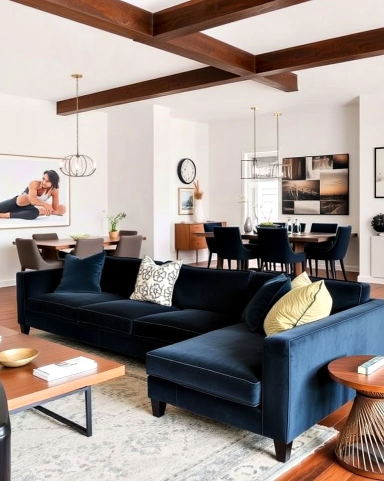 living room statement sofa - 30 Living Room Dining Room Combos