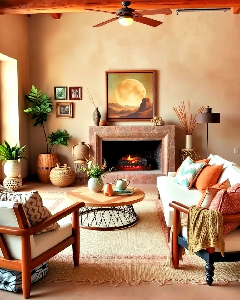 living roomembrace earthy color schemes - 25 Rustic Boho Living Room Ideas
