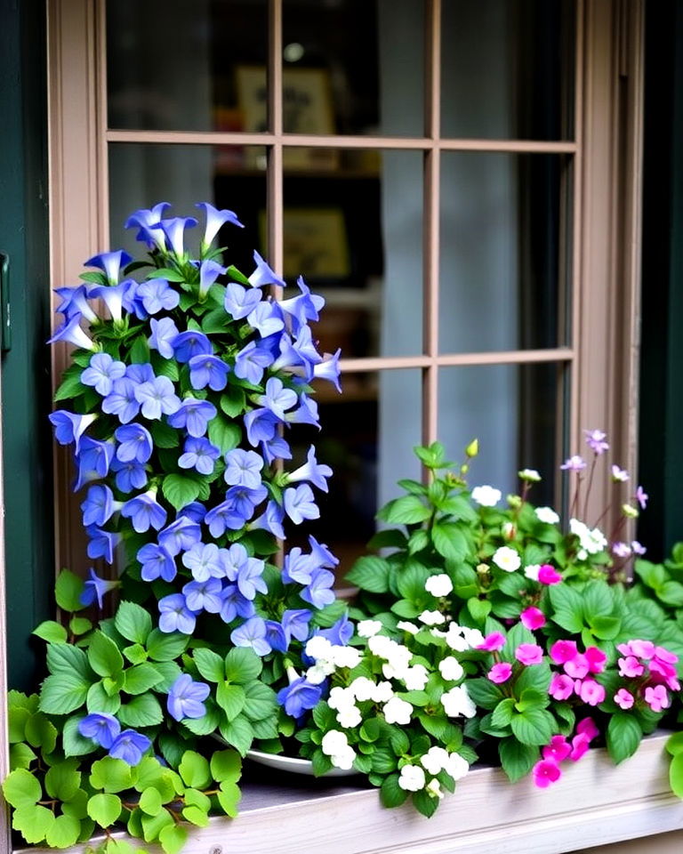 lobelia and oxalis create a charming and textured combination lobelia and oxalis create a charming and textured combination - 25 Combinations of Window Box Flowers for Shade
