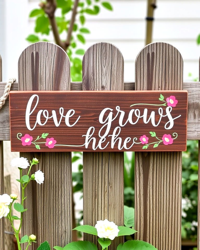 love grows here sign - 20 Garden Sign Ideas