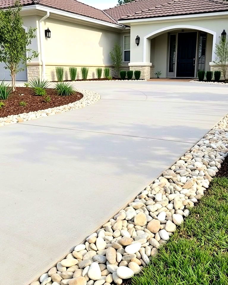 low maintenance driveway border - 15 Mexican Beach Pebbles Landscaping Ideas