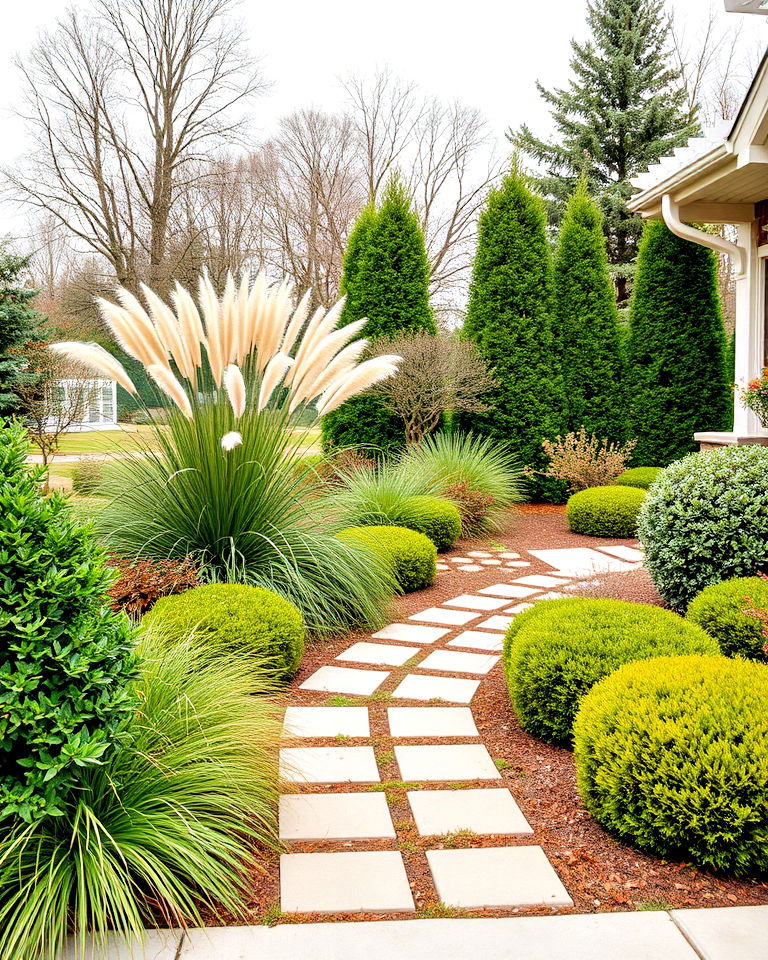 low maintenance ornamental grasses and shrubs - 15 Large Front Yard Landscaping Ideas