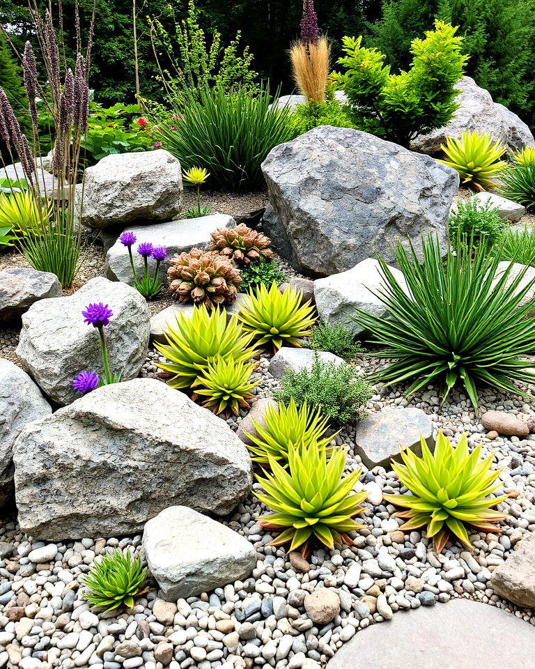 low maintenance rock gardens with succulents - 15 Michigan Landscaping Ideas