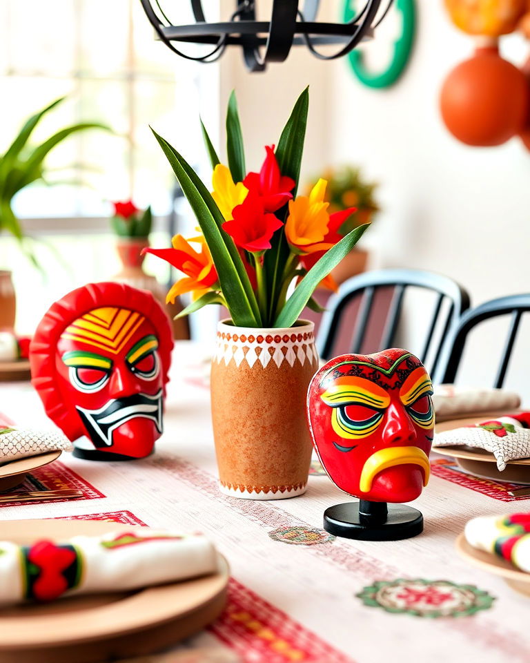 lucha libre themed table accents - 15 Mexican Table Decor Ideas