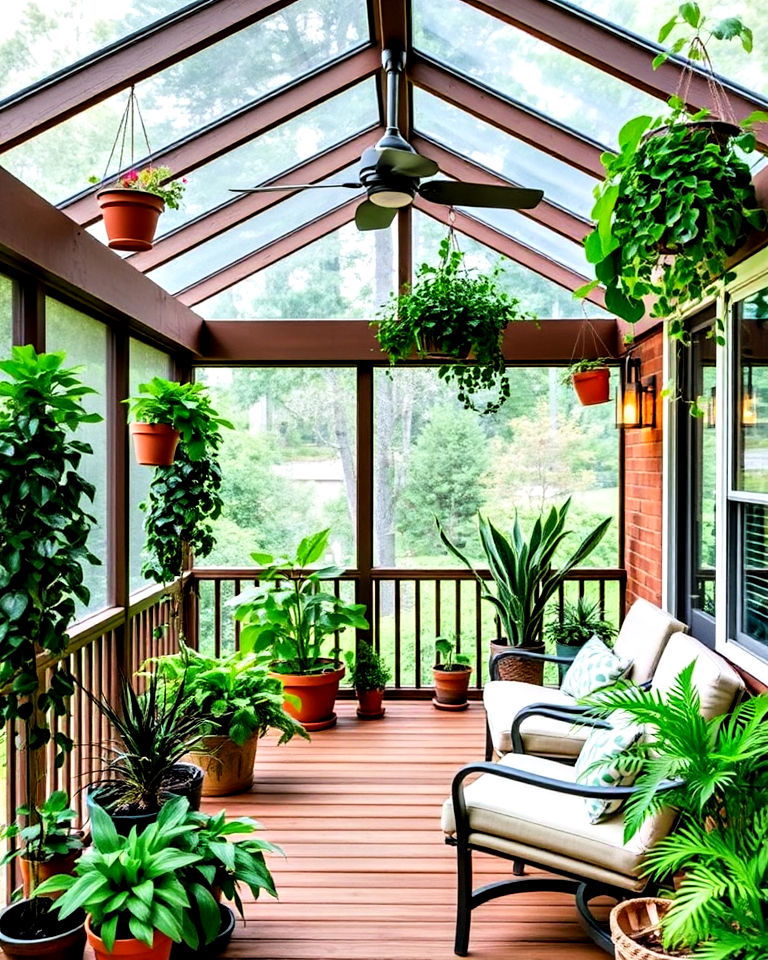 lush garden oasis deck - 25 Screened-in Deck Ideas