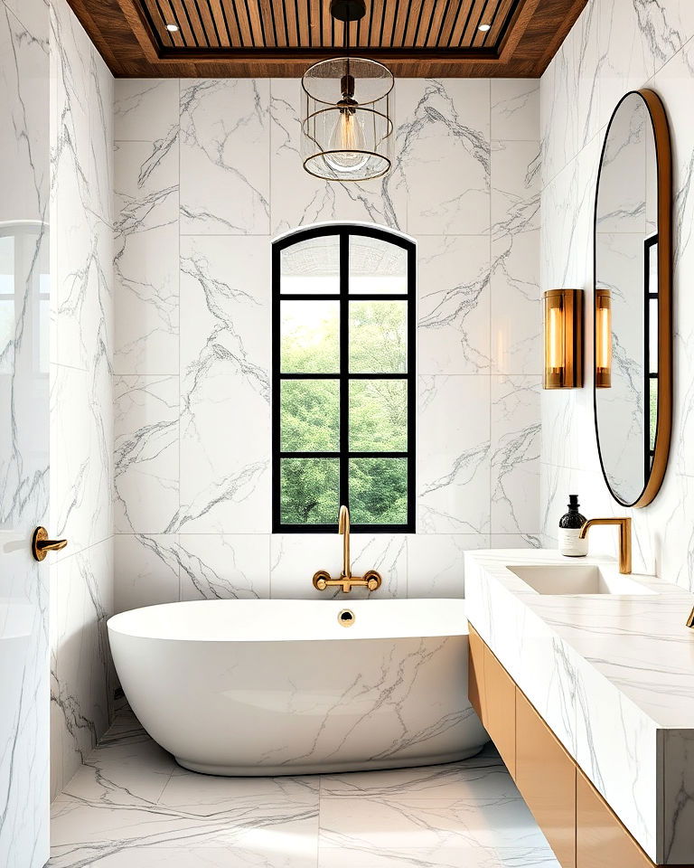 luxe marble accents for any bathroom design - 30 Dream Bathroom Ideas