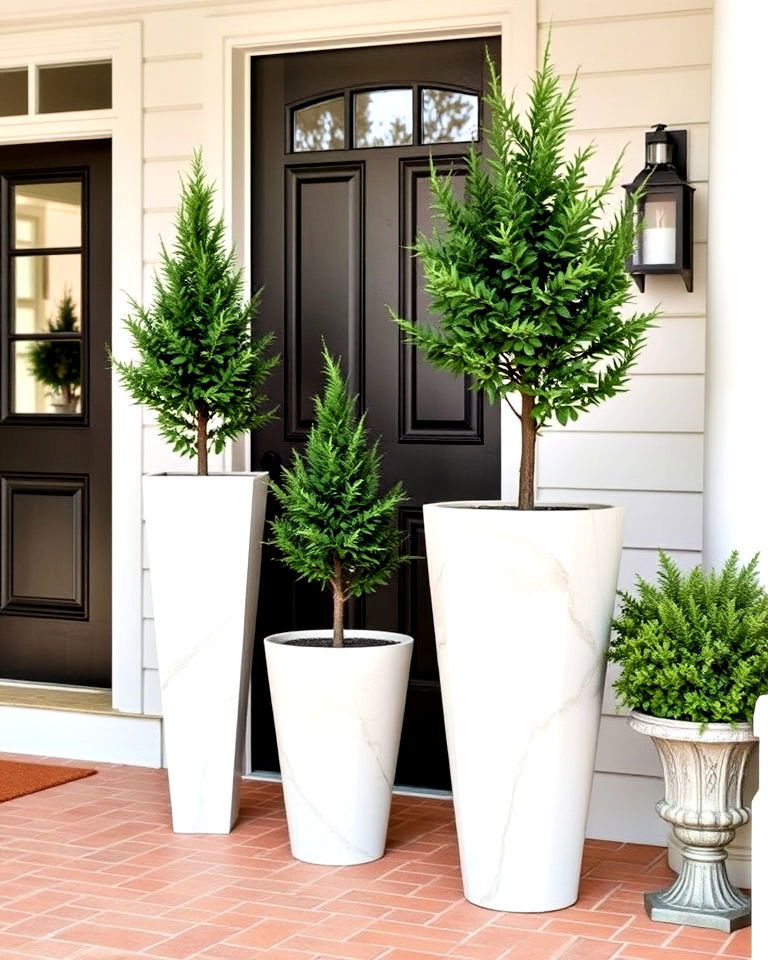 luxurious and elegant marble inspired planters - 20 Tall Planters for Front Porch