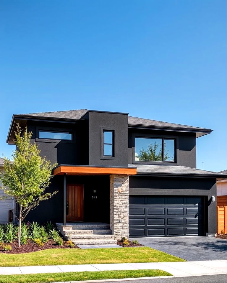 luxurious and modern black stucco house exterior - 30 Modern Black Houses