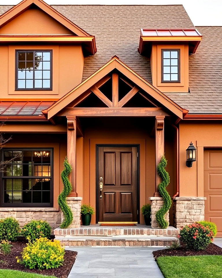 luxurious and unique tan house with copper accents - 30 Tan House Color Schemes