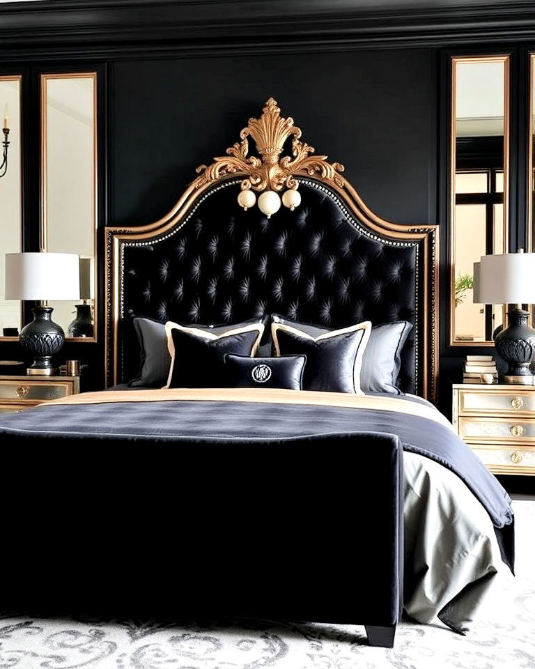 luxurious bedroom headboard - 25 Luxury Black Bedroom Ideas
