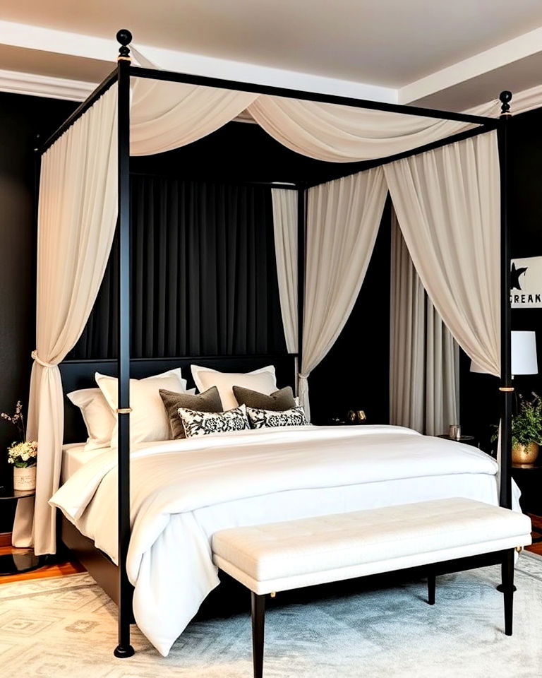 luxurious canopy bed - 25 Luxury Black Bedroom Ideas